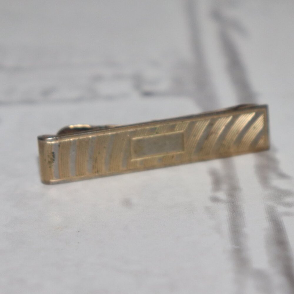 💼✨ Vintage Gold & Silver Men’s Tie Clip by Anson (1.75")